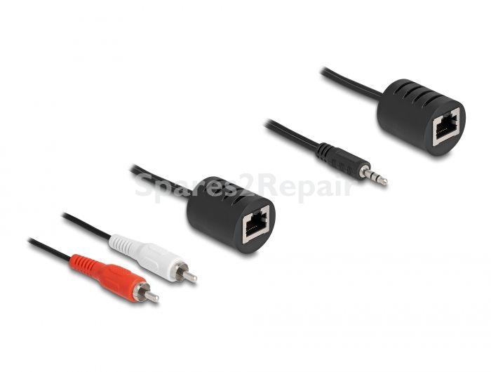 Delock Western Socket/western Socket - Stereo Audio Extender Rj45 Buchse Zu 3,5 Mm Klinkenstecker Und Rj45 Buchse Zu 2 X C Stecker Cat.5 Bis 50 M Set 2 Stu