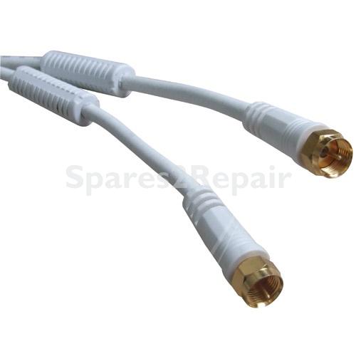 White Sat Connecting Cable - Antenna Cable 1,5m F-plug - F-plug White, Guilded