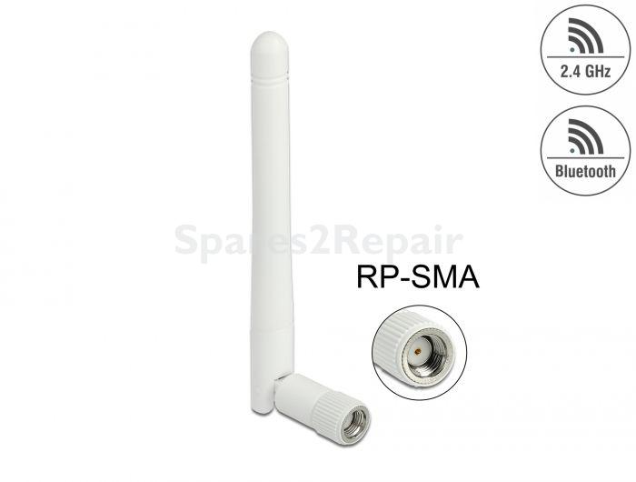 Delock Wireless-lan Antenna - 12006 Wlan 802 11b-g-n Antenna Rp-sma Plug 2dbi Omnidirectional With Tilt Joint White