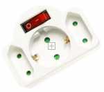 VIVANCO Three-way Plug Adaptor AS 3W SCHUKO ADAPTOR WITH ROCKET SWITCH 1X SCHUKO+ 2 EURO SOCKETS 27369