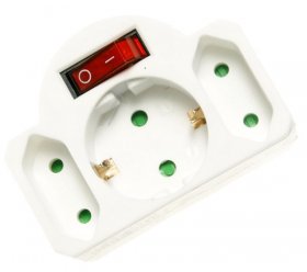 VIVANCO Three-way Plug Adaptor AS 3W SCHUKO ADAPTOR WITH ROCKET SWITCH 1X SCHUKO+ 2 EURO SOCKETS 27369