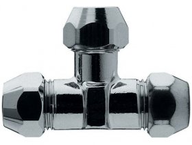 Water Intermediate Connector - Three Way Compression Fitting 3-8 8mm