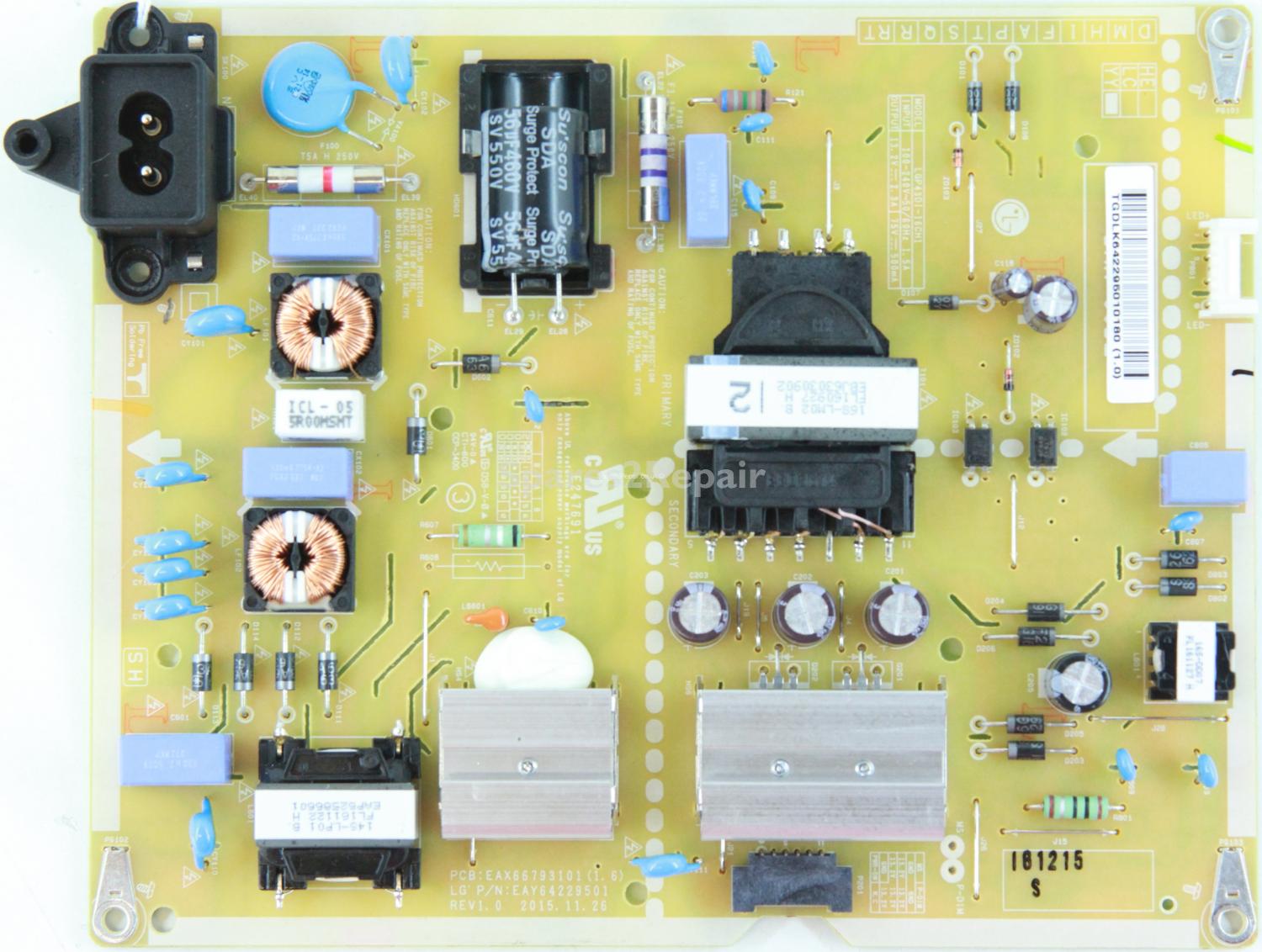 LG 43LH604V - Power Supply - EAY64229501 - REV1.0 - EAX66793101(1.6) - LGP43DI-16CH1 - YY