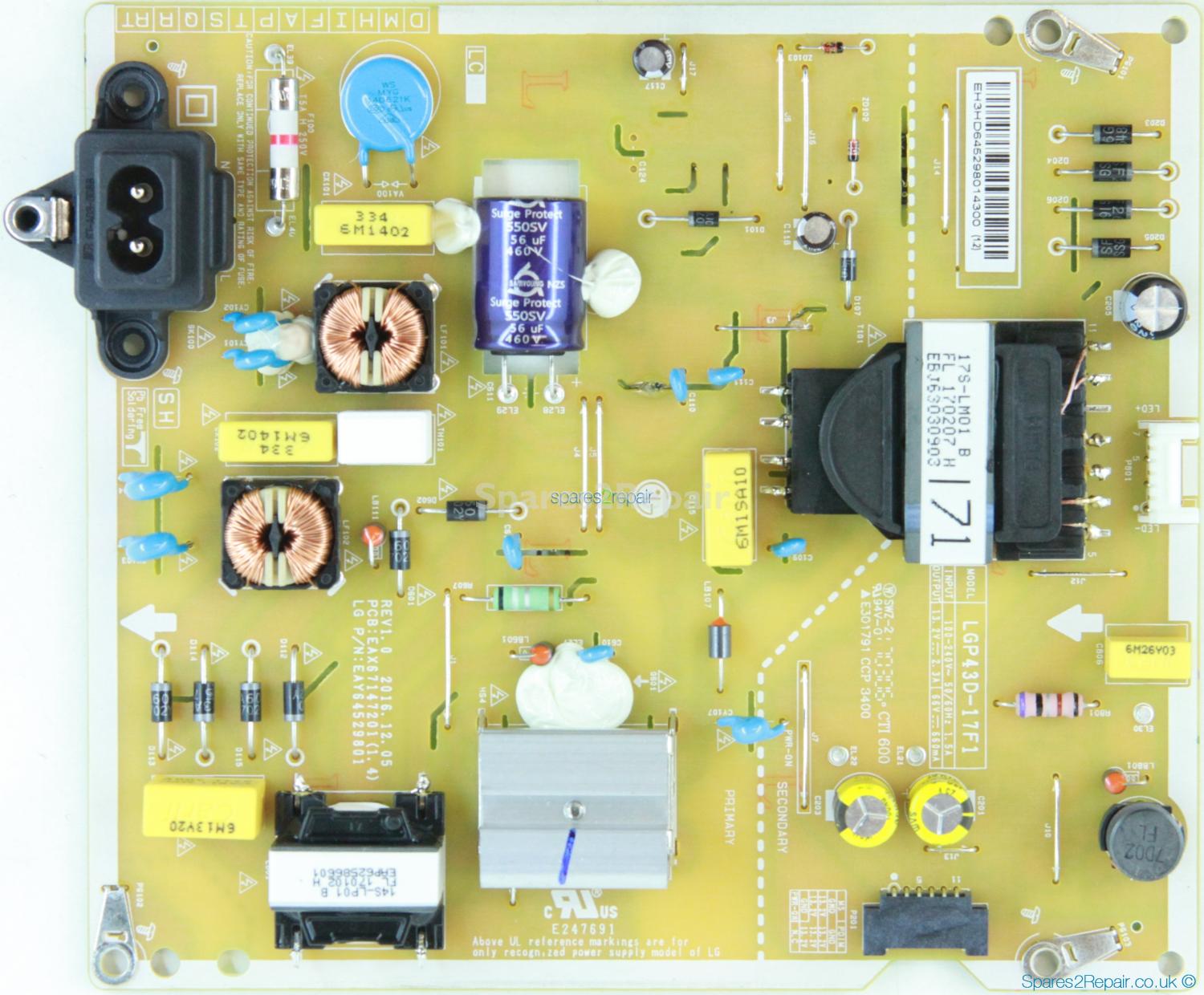LG 43LV340C - PSU - EAY64529801 - REV1.0 - EAX67147201(1.4) - LGP43D-17F1