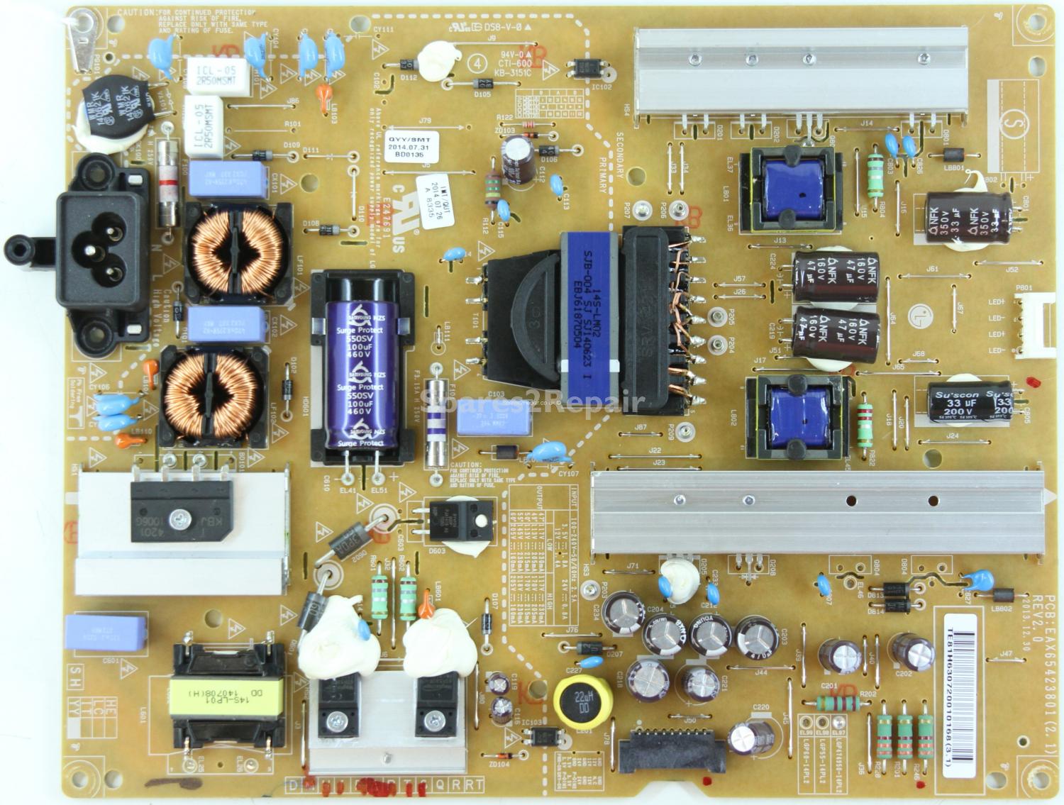 LG 50LB561V - Power Supply - EAY63072001 - EAX65423801(2.1) - REV2.0 - LGP474950-14PL2