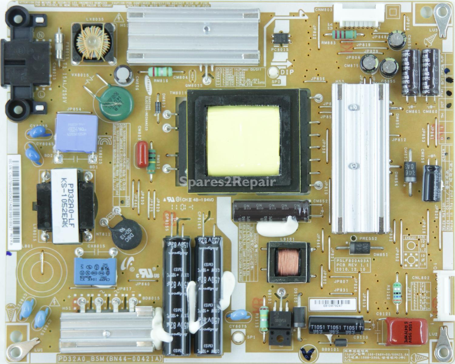 Samsung UE32D4010NW - Power Supply - BN44-00421A - REV 1.1 - PSLF800A03A - PD32A0_BSM