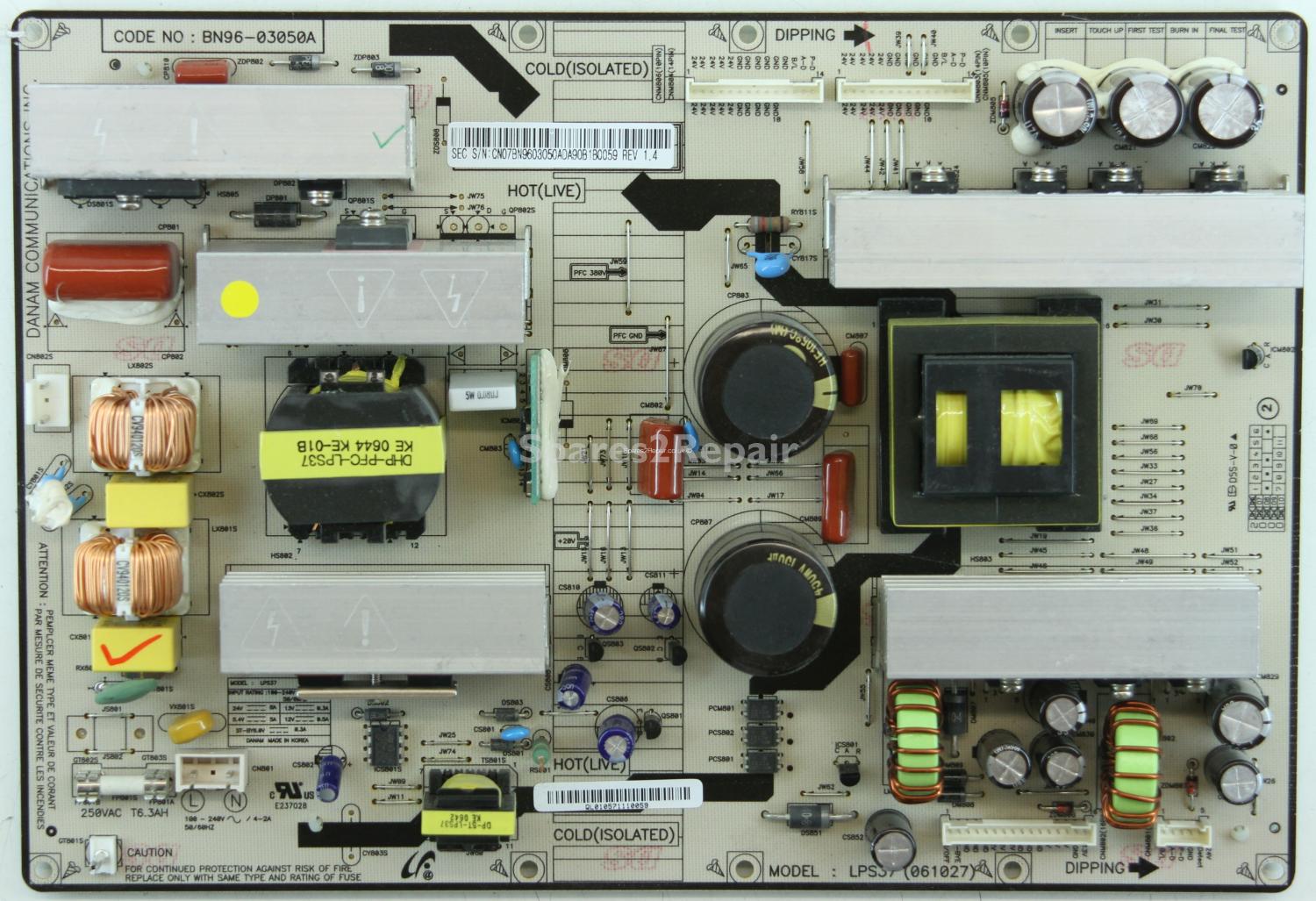 Samsung LE37M87BD - PSU - BN96-03050A - REV 1.4 - LPS37 (061027)