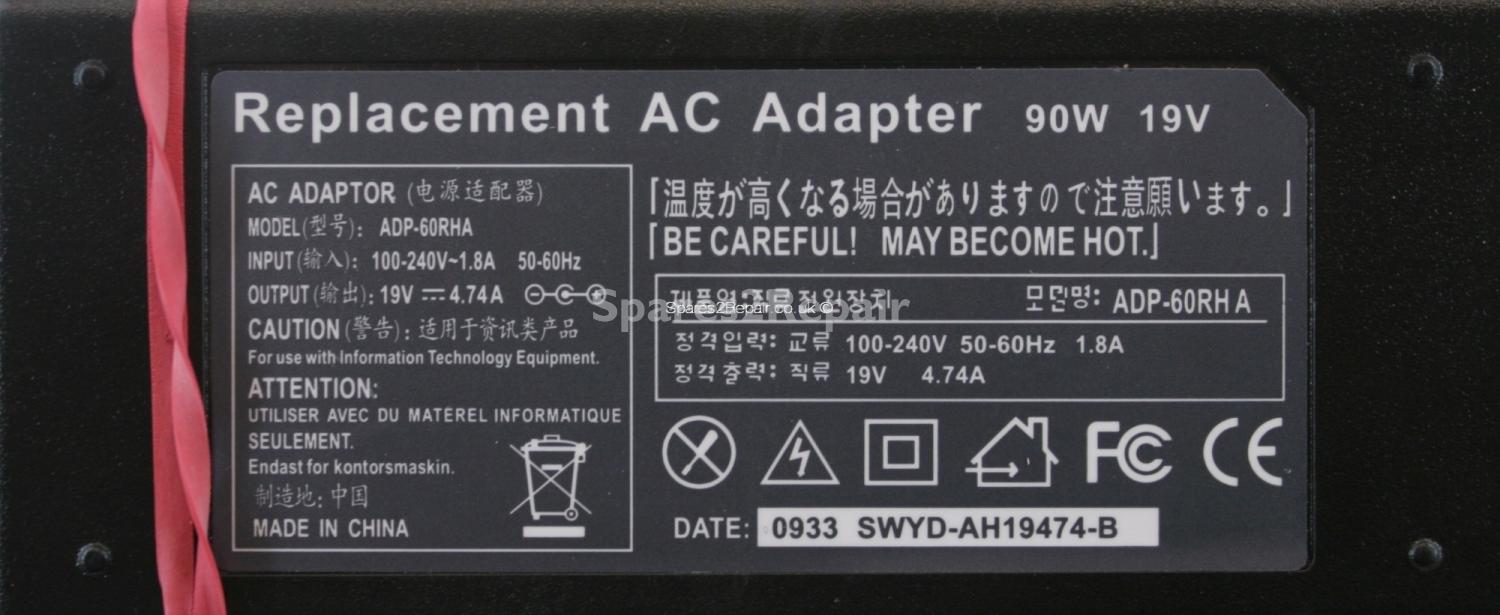 Unbranded - Charger - ADP-60RHA - 19V 4.74A